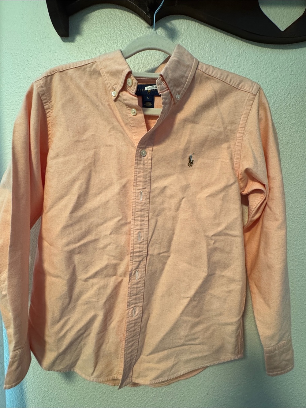 Polo by Ralph Lauren boys Button-Down Long Sleeve Shirt - Peach